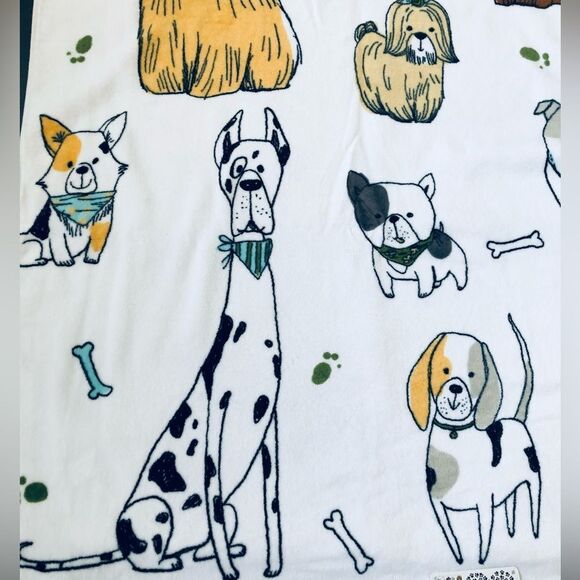 Cute Whimsical Dog Cartoon Print 2-pc Cotton Bath Towels Set - Picture 2 of 5
